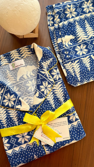 Kids Blue Pines Flannel Nightwear