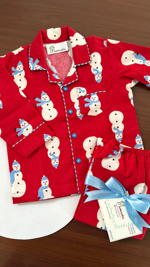Red Snowmen Flannel Nightwear