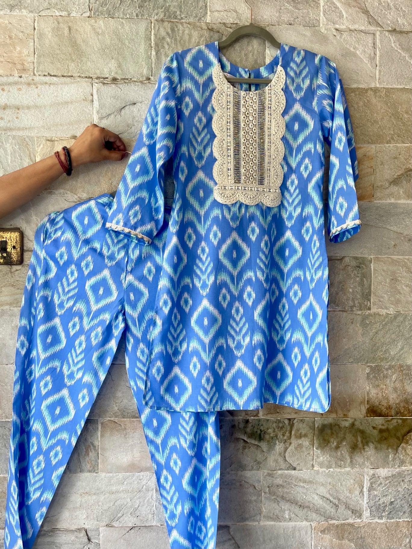 Blue Ikat Kurta Set