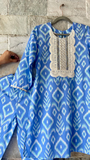 Blue Ikat Kurta Set