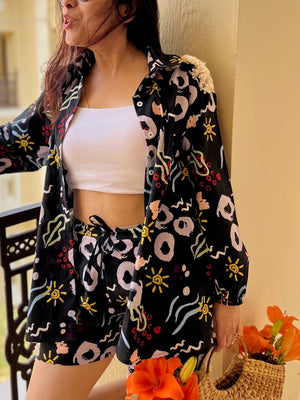 Black Beach Punch Shirt & Shorts