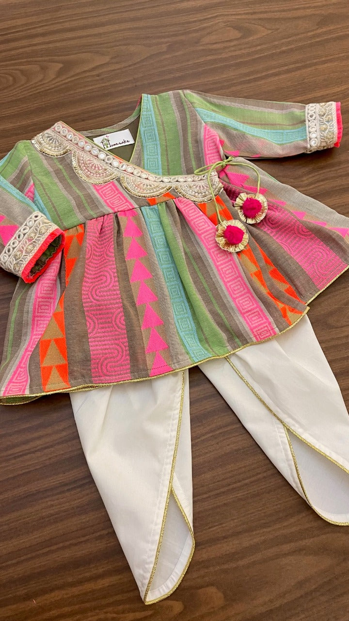 Jacquard Girls Dhoti Set