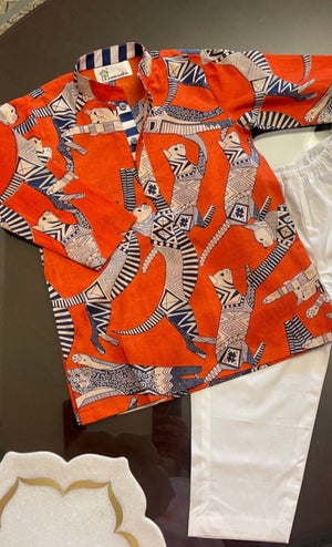 Abstract Cheetah Boys Kurta Set