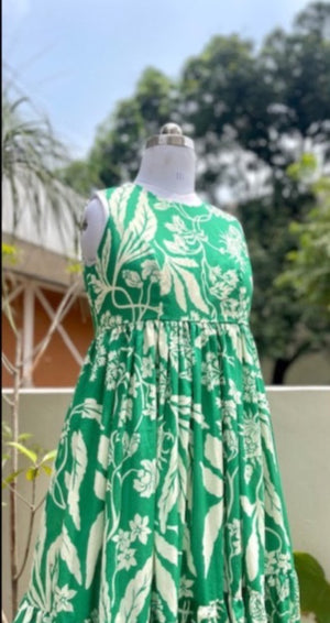 Green Floral Twirl Dress