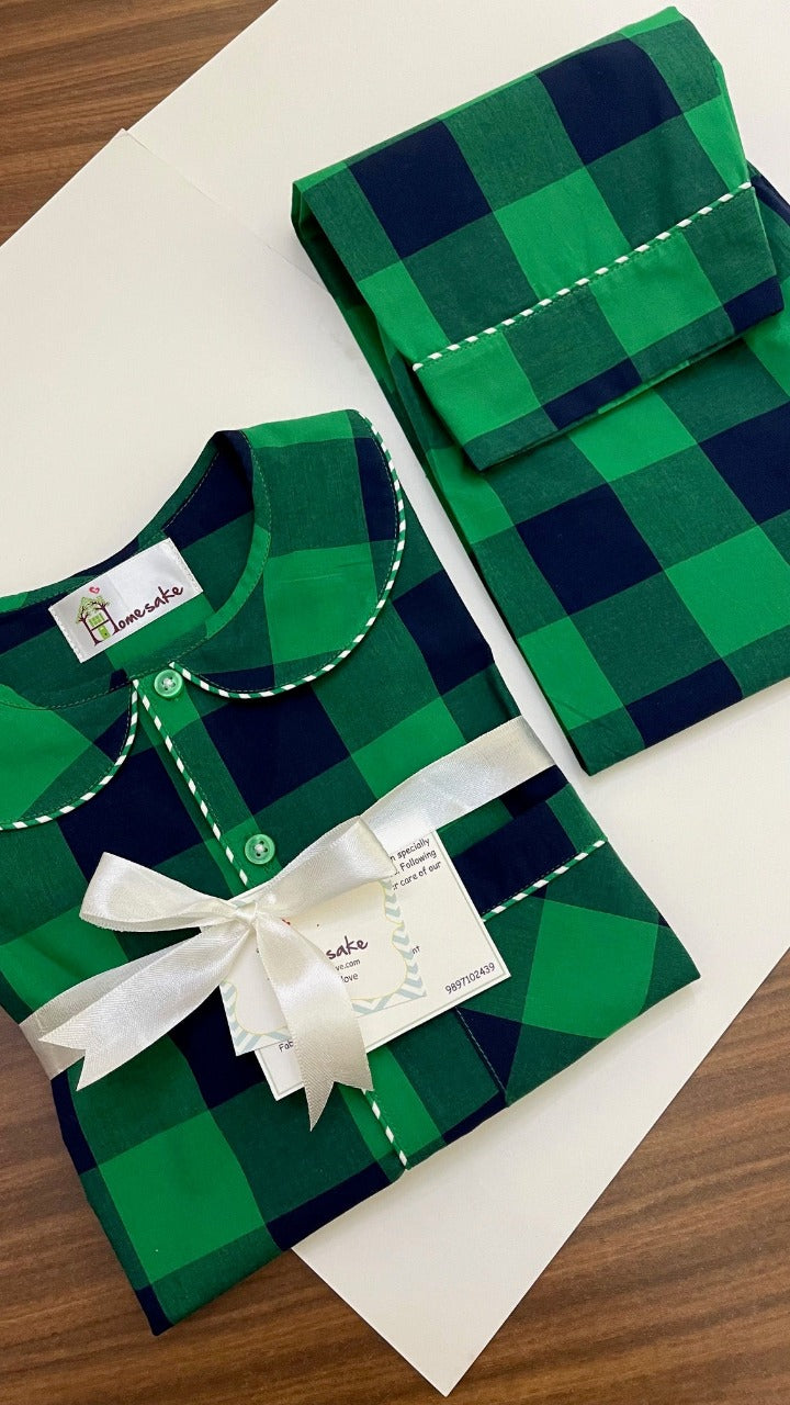 Classic Green Check Kids Nightwear