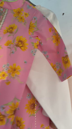 Peach Sunflower Boys Kurta Set