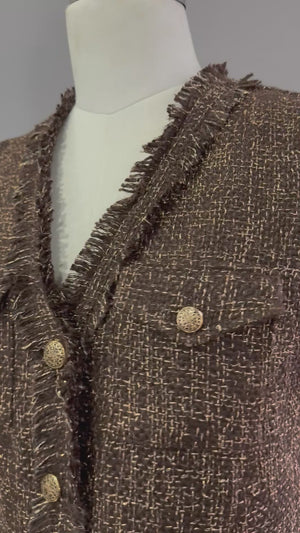 EVELYN Molten Gold & Brown Jacket Sleeveless